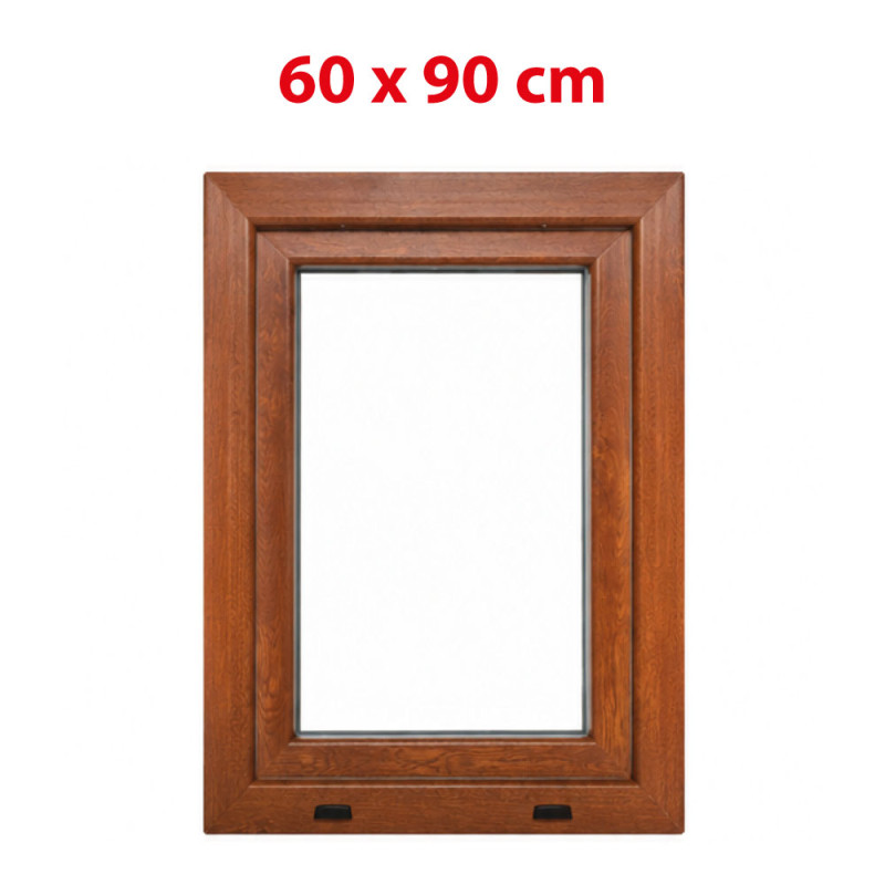 Goldene Eiche/weiße Kunststoff-Kippfenster 600 × 900 mm (60 × 90 cm) für Nebenräume Aplast 60